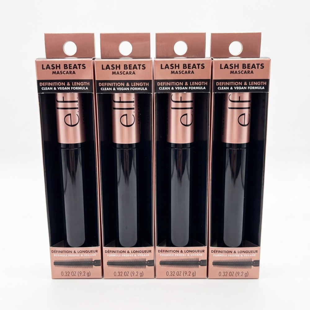4 Pack E.L.F. Lash Beats Mascara Definition & Length, Pitch Black, ELF